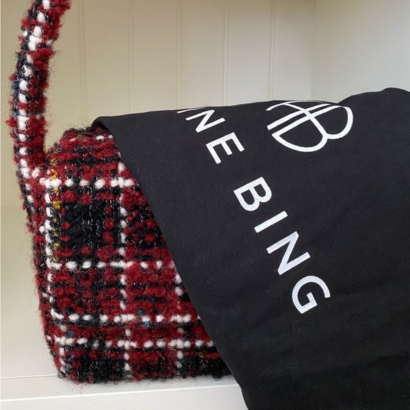 Anine Bing Nico Shoulder Bag in Cherry Plaid Tweed - Picture 6 of 8